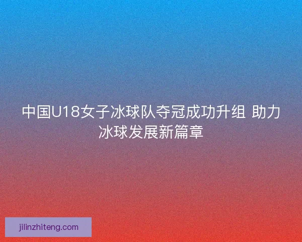 中国U18女子冰球队夺冠成功升组 助力冰球发展新篇章